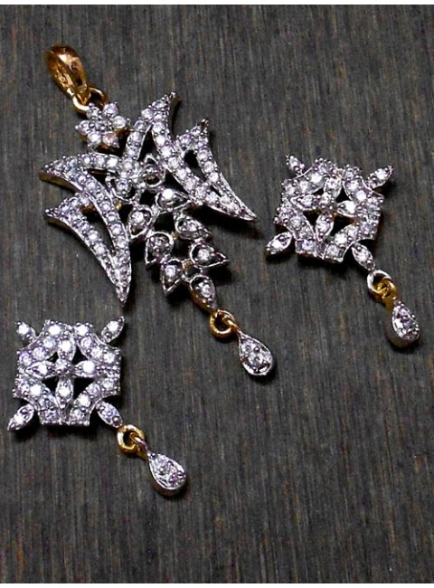 CZ Pendant With Earrings